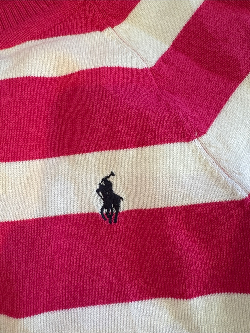 Ralph Lauren Bright Pink & White Striped Crewneck Sweater - Picture 2 of 4